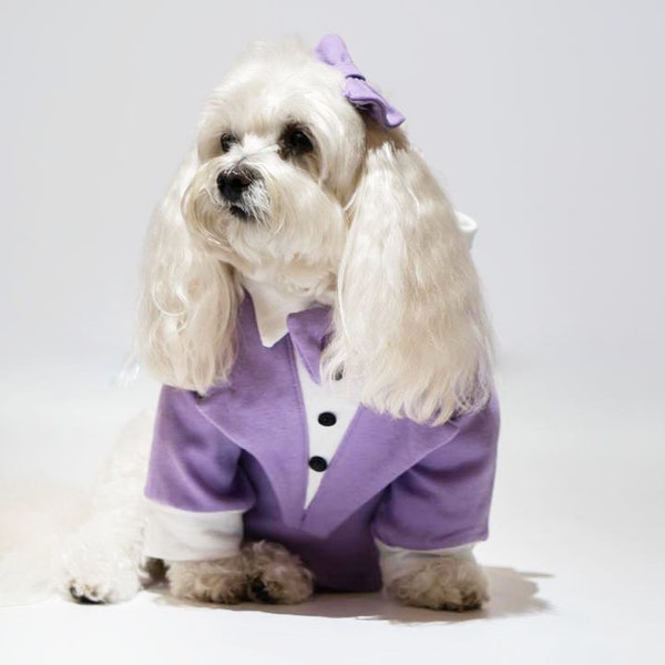 Lilac Purple Dog Tuxedo Suit for wedding attire | Boy Dog Wedding Suit | Dog Tux for Formal Pet Wear | Custom Dog Clothes for small dogs