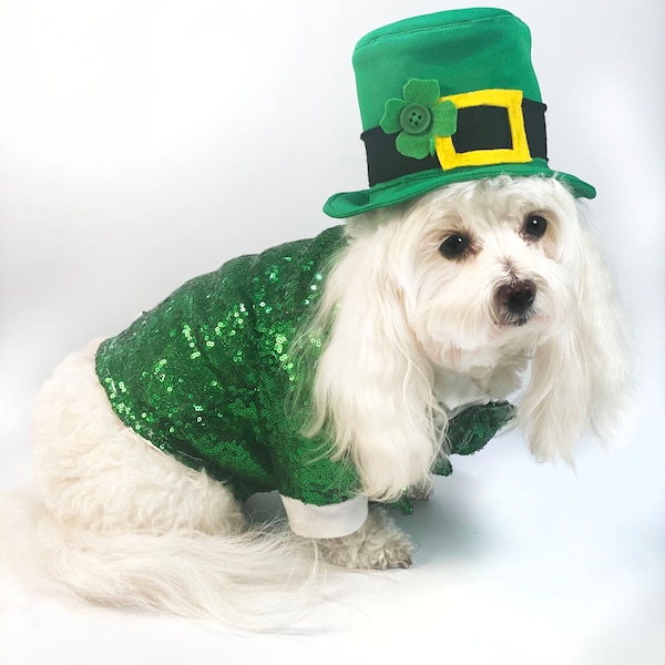 Green Sequin Dog Tuxedo Sweatshirt for Wedding Attire | Small Dog Formal Dinner Suit | Puppy Clothes | Dog ring bearer outfit costume