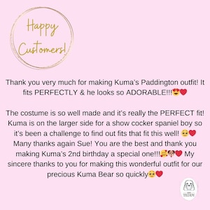 A review from Kuma's Mum for the Paddington Outfit.
