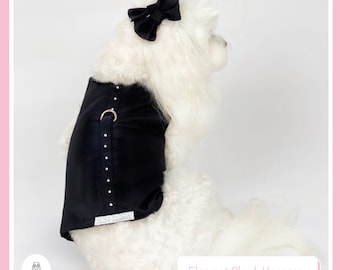 Black Silk Dog Leash & Harness Set for Girl | Dog Harness Set | Dog Leash and collar | Gift for Dog | small medium large dog Harness Dress