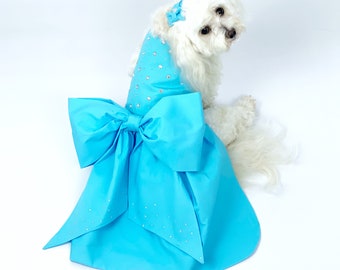 Blue Tulle Dog wedding Dress | Cotton Dog luxury dress | Flower Girl Dog Wedding attire | Dog of Honour | Luxury Designer Dog outfit
