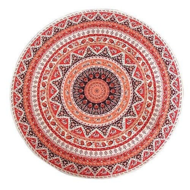 Indian Mandala Round Elephant Tapestry Wall Hanging Summer Beach Throw Towel Yoga Mat Decorative Round Beach Cover-Ups Color Lavender Size