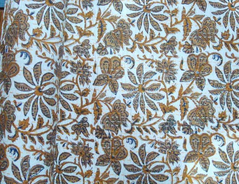 Reversible Bedding Bedspread Throw Kantha Blanket Indian Handmade Floral Printed Cotton Queen Size Kantha Quilts Reversible Quilts