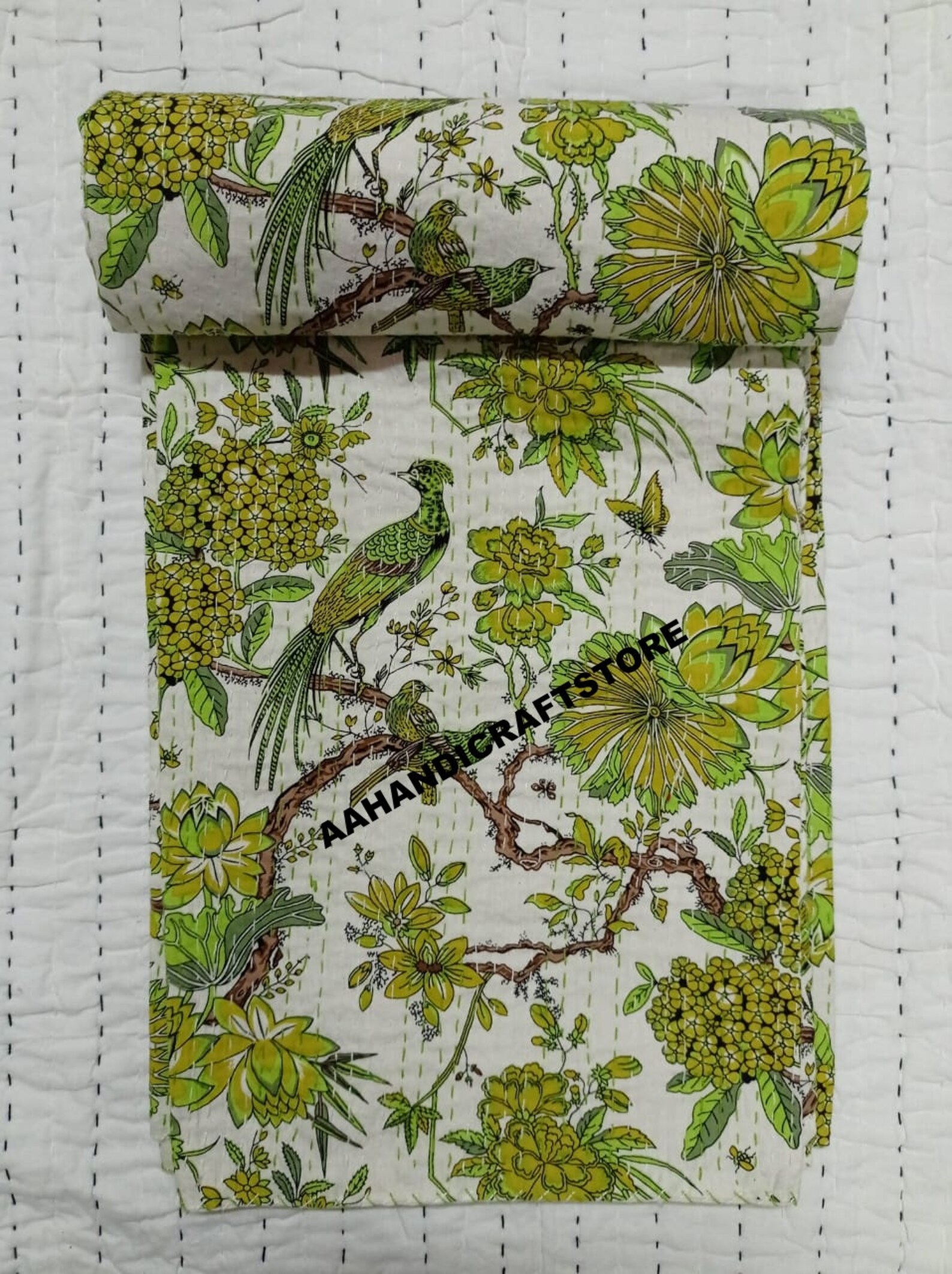 Bird of paradise kantha quilt bedding quilt bedspread bed Etsy