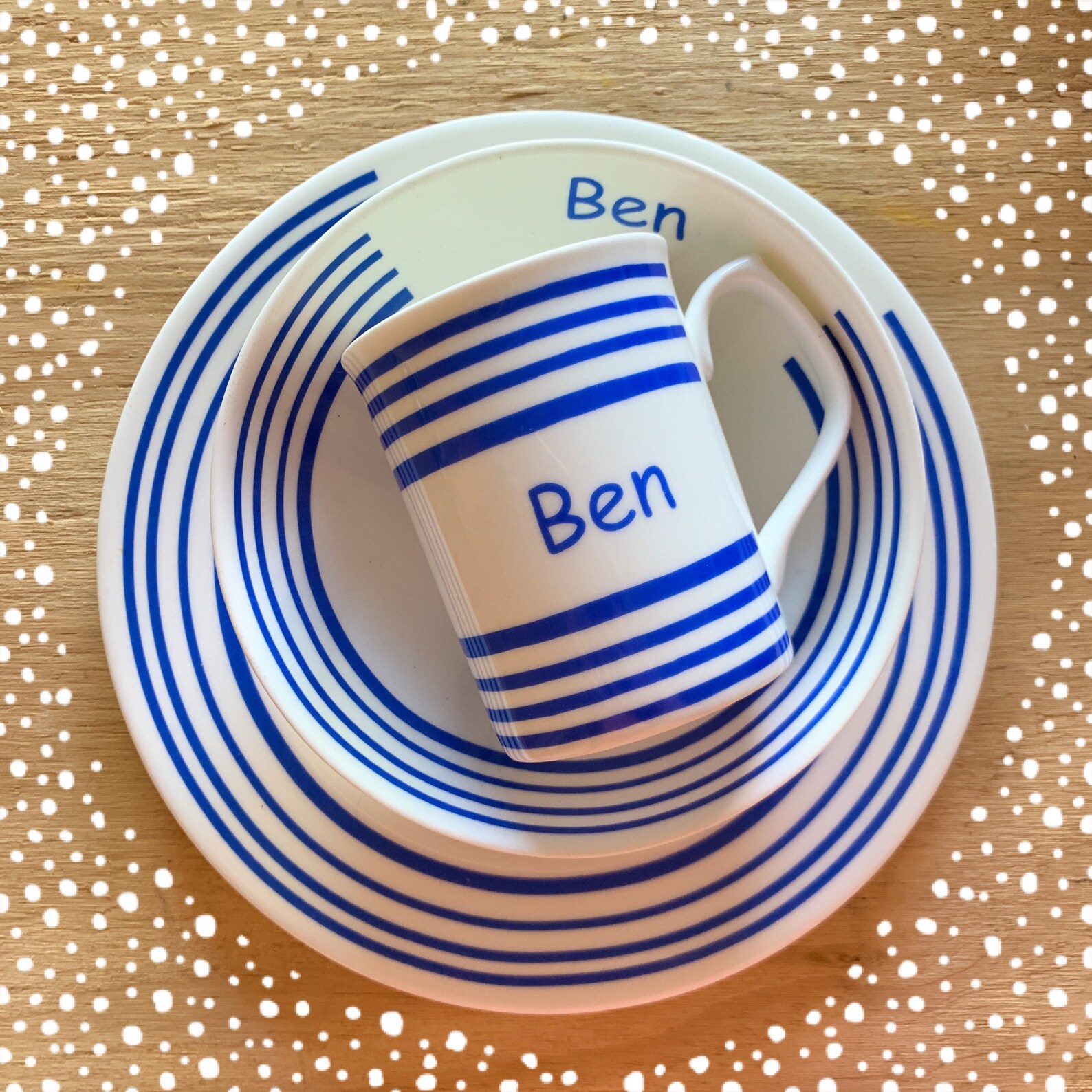 Personalised Dinnerware Striped name China Personalised Etsy