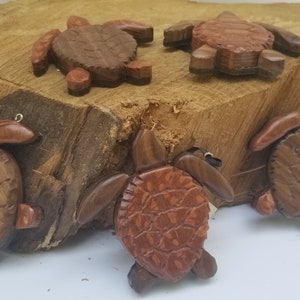 Sea Turtle Handmade Wood Intersia Magnet Ornament Turtle Wood Carving Christmas Tree Decor Sealife