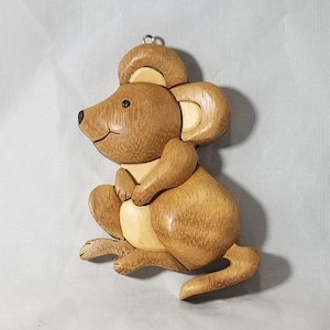 Mouse Wooden Ornament Magnet Wood Carving Intarsia Woodworking  Christmas Tree Decor Scroll Saw