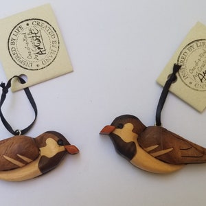 Sparrow Magnet Ornament Intarsia Woodworking Wooden Songbird Christmas Tree Wildlife Scroll Saw image 2