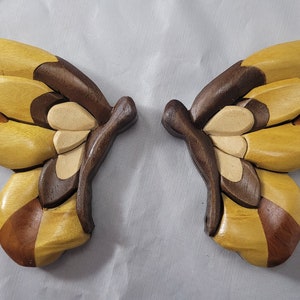 Mosaic butterfly Wooden Ornament Magnet Wood Carving Intarsia Woodworking Christmas Tree Decor Scroll Saw