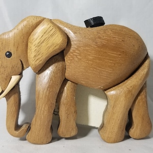 Elephant Wooden Ornament Magnet Wood Carving Intarsia Christmas Tree Decor Savanna Wildlife Animal Scroll Saw