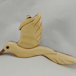 Bird Wooden Ornament Magnet Wood Carving Intarsia  Songbird Carolina Christmas Tree Decor Scroll Saw