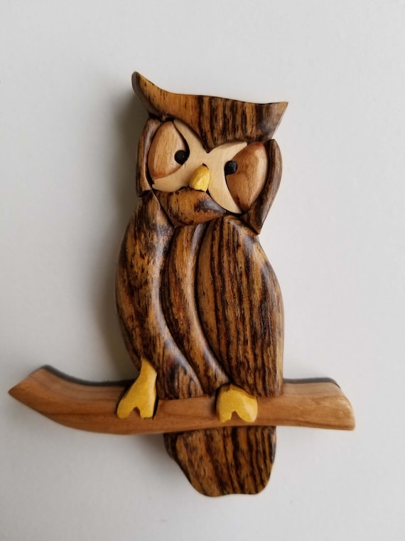 Handmade crocheted Great Horned Owl Magnets
