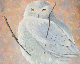 Almost There Now: Painting of a Snowy Owl at Rest