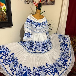 el salvador traditional dress El Salvador Traditional Dress for 9-12 Months Old with Vibrant Floral Embroidery and Eye-catching Blue Color
