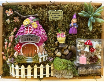 DIY Fairy Garden Kit, Fairy House, Handmade Miniatures, Gnomes, Fairies