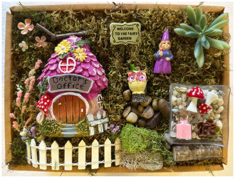 DIY Fairy Garden Kit, Fairy House, Handmade Miniatures, Gnomes, Fairies Bild 1