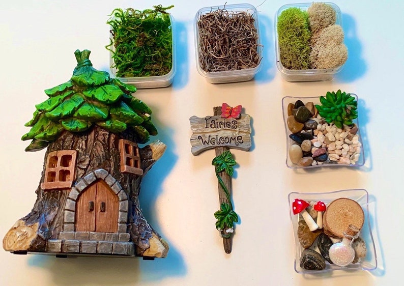 Kit para Jardim de Fadas Faça Você Mesmo, Casa de Fadas, Terrários, Gnomos, Miniaturas Artesanais, Ativação da Criança Interior imagem 2