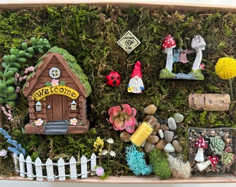 DIY Fairy Garden Kit, Fairy House, Handmade Miniatures, Gnomes, Fairies