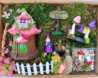 Fairy House, DIY Fairy Garden Kit, Handmade Miniatures, Succulent Garden