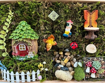 DIY Fairy Garden Kit, Fairy House, Handmade Miniatures, Gnomes, Fairies