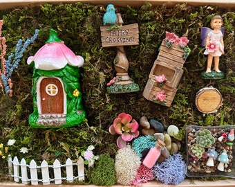 Fairy Garden House, DIY Fairy Garden Kit, Handmade Miniatures, Gnomes, Terrariums, Moss