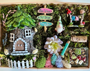 DIY Fairy Garden Kit, Fairy House, Terrariums, Gnomes, Handmade Miniatures, Inner Child Activation, Christmas