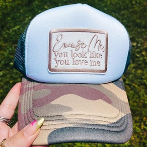 Camo Country Music Hat: Excuse Me Embroidered Patch