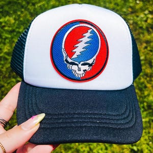 Grateful Dead Trucker Hat - Stealie Hat - Steal Your Face Hat - Deadhead Hat – Hippie Festival Hat - Black Trucker Hat - Jamband Hat