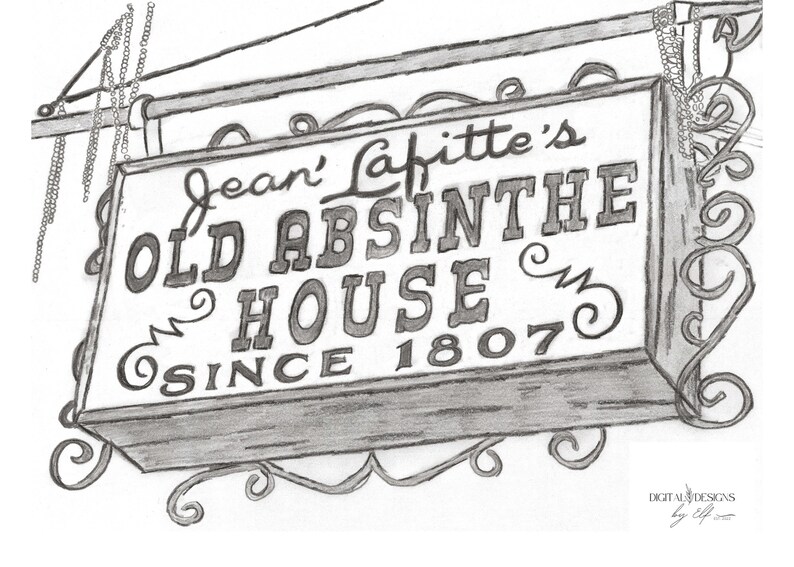 Jean Lafitte old Absinthe Bar Sign Sketch PDF Format for Printing 3