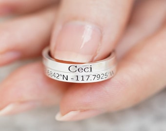 Personal Message Ring • Promise Ring • Skinny Engraved Ring • Custom Band Ring • Best Friend Gift • Gift for Her • Name Ring •