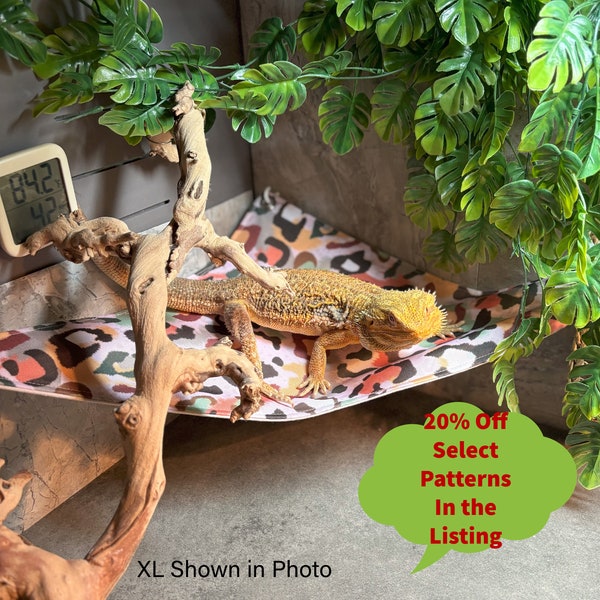 Reptile Hammocks, Bearded Dragon HammockBed, Snake Bed, Aquarium Decor, Lizard Hammock.30 patterns to choose from.Suction Cups Not Included