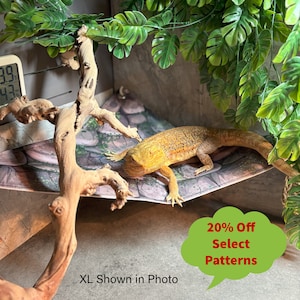 Reptile Hammocks, Bearded Dragon HammockBed, Snake Bed, Aquarium Decor, Lizard Hammock.30 patterns to choose from.Suction Cups Not Included