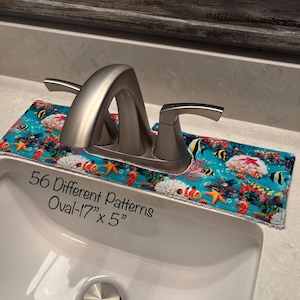 Drip Catcher, Oval  Bathroom splash Guard  Sink Matt ,Cotton Bathroom Drip Catcher, 36 patterns to choose from!!