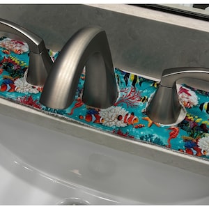3-Hole Sink Drip Bathroom Catcher Mat: Cotton Bathroom Splash Guard , -60 patterns to choose from!!