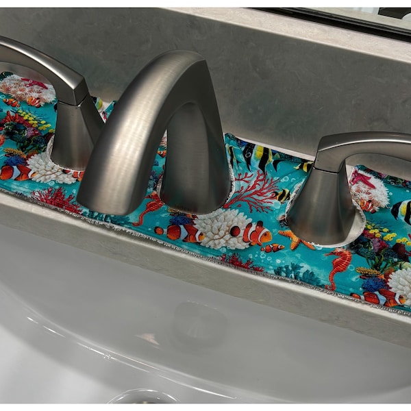3-Hole Sink Drip Bathroom Catcher Mat: Cotton Bathroom Splash Guard , -60 patterns to choose from!!