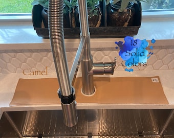 Solid print Cotton Sink Drip Catcher Mat: Faucet Splash Guard, RV Kitchen Accessory