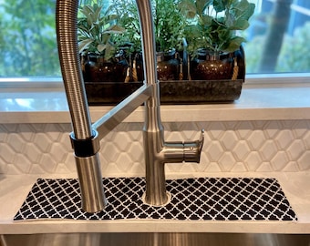 Printed Cotton Single hole or Oval Kitchen Faucet Drip Catcher Mat: Kitchen Sink Splash Guard -60 patterns to choose from!!!