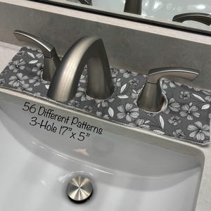 Drip Catcher, 3 hole, Sink Matt, Cotton Bathroom Drip Catcher, Splash Guard  56 patterns to choose from!!