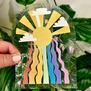 Sun Catcher Rainbow Sticker, Sun Catcher Rainbow Prism, Sun with Rainbow Suncatchers, Sun Catcher Vinyl Sticker, Colorful Suncatcher Decal