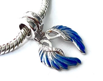 Sterling Silver Blue Wings Pendant Charms: Freedom & Grace
