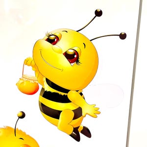 Baby Bee Wall and Cabinet Stickers Bedroom Kids Room Background Decoration Mural Animals Home Decor, Bee Wall Decal Honey