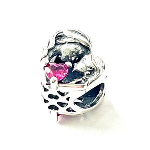 Sterling Silver Mother Daughter Heart Charm - Fits Pandora Bracelet