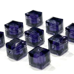16pcs Swarovski Crystal 5601 Cube 6mm Purple Velvet Square Faceted