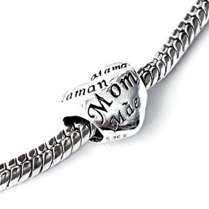925 Sterling Silver Mother’s Heart Charms 1pcs, Celebrate a Mothers Love with this Elegant Charm Fits Pandora Bracelet