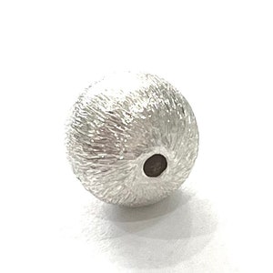 925 Sterling Silver Satine Round Beads 1pcs, 12 mm, Silver Spacer Beads, Round Beaded, Jewelry Making Supply