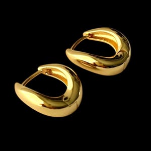 925 Sterling Silver 18k Gold Plated Shape Hoop  Earrings, 18K Gold Vermeil Hoop Earrings, Thick Hoop Earrings, Beast Gifts for Women, Girl