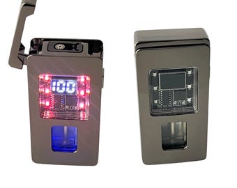 Smart Double Flame Lighter  USB-C Rechargeable, Windproof Metal Butane Lighter, Modern Gift for Camping