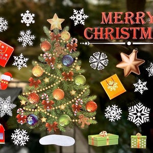 Christmas Tree Window Sticker, Xmas Window Sticker, Christmas Room Decoration, Christmas   Window Stickers, Window Decal