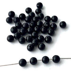 Natural Black Onyx Round Stone Beads 4mm, Black Gemstone, Stone Beads 81pcs Natural Stone, Jewelry Supply, Onyx Beads, Black Gemstones