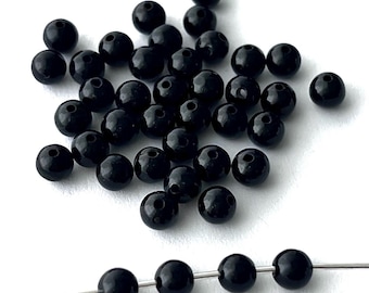 Black Onyx Round Stone Beads 4mm: Natural Gemstone Jewelry Supply